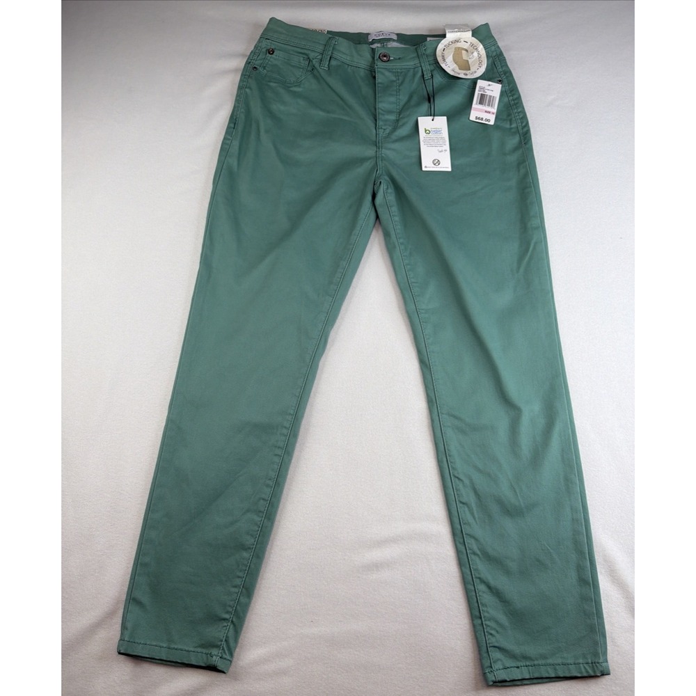 Curve Appeal Womens Pants Size 10 Green Straight Leg Stretch NWT